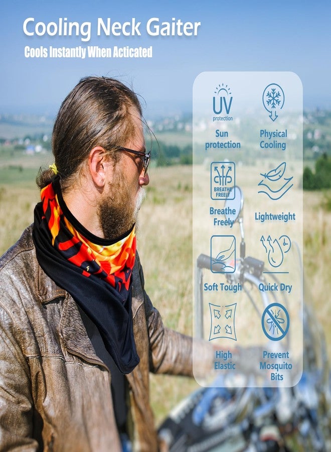 RIDEIWAKE Bandana Neck Gaiter with Ear Loops Balaclava Face Scarf Mask Quick-Dry Half Masks for Women Men - Dustproof & UV Sun Protection & Breathable（Red Flame） - Image 4